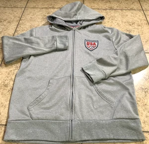 Striker Fußball Hoodie Herren Größe Medium grau durchgehender Reißverschluss bestickt USA Pullover - Bild 1 von 7