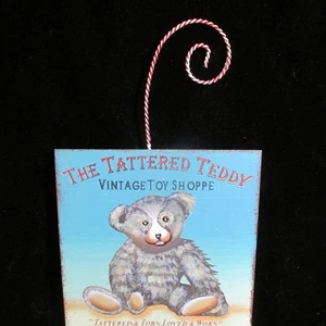 The Tattered Teddy Vintage Toy Shop Adv Sign Ornament Rusty Metal Hand Paint NEW - Picture 1 of 5
