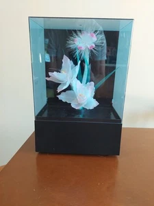 Vintage 1987 YS Co Fiber Optic Color Changing Pink White Flowers Light Music Box - Picture 1 of 12