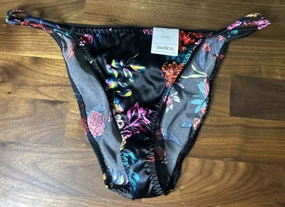 Vtg Panties S Second Skin Shiny Cheeky Double String Loops Satin Bikini Hi Cut - Image 1 of 4