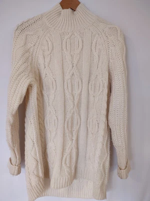 L.L.Bean кабель трикотажа шерсти смесь свитер слоновой кости женщин размер средний Fishermancore - Изображение 1 из 4