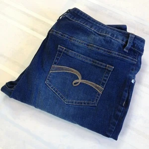 JUSTICE Super Skinny Dark Wash Mid-Rise Stretch Sequin Denim Jeans Girls 18 1/2 - Picture 1 of 9