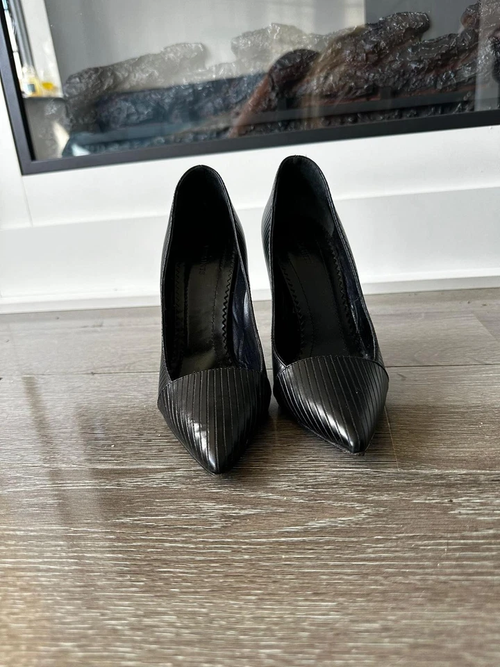 All Saints Nova Leather Court Shoes Black,  Size UK 4 High Heels Stiletto Pointy - Image 1 of 4