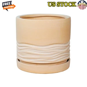 Terra Cotta 8 Inch Plant Pot W/ Drainage Saucer Indoor Outdoor Planter New - Picture 1 of 7