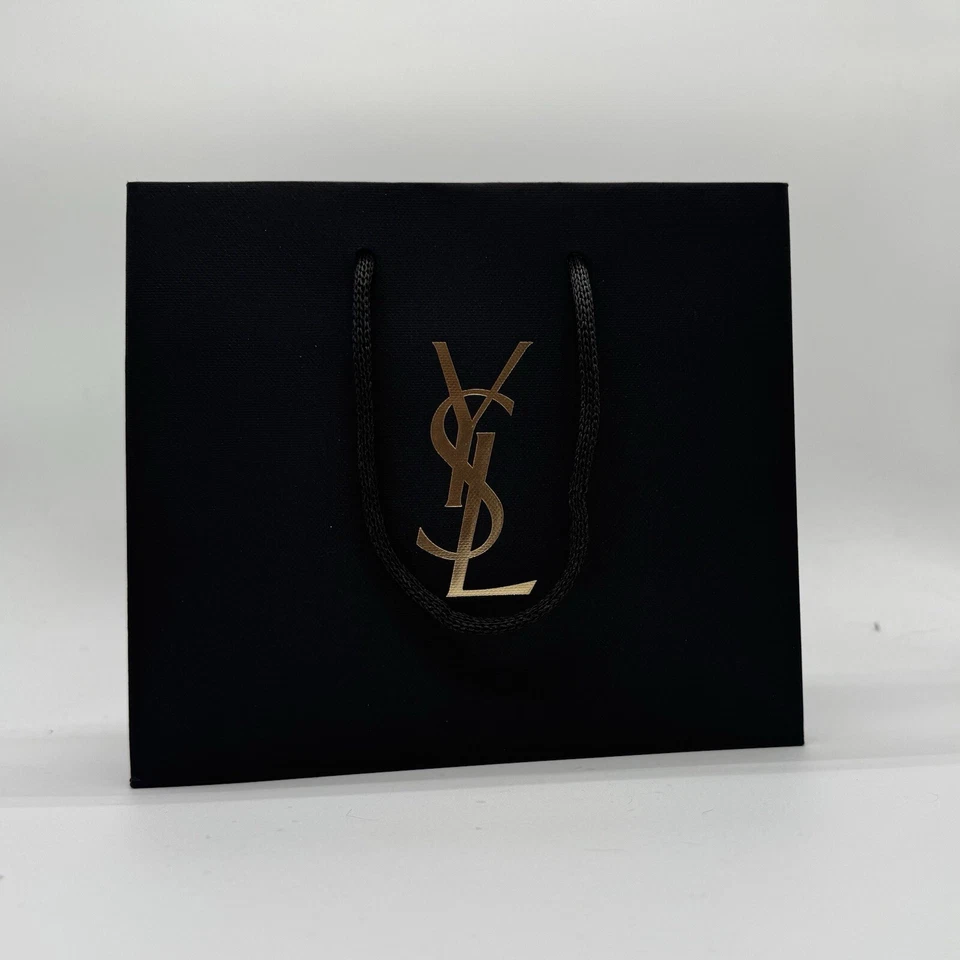 YSL Black Gift Bag With Gold YSL Logo L 7 1/2in H 6 1/2 In W 3 1/2 In Brand New - Image 1 of 1