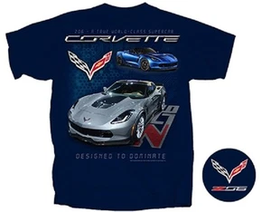 CORVETTE Z06 T-SHIRT BLUE DESIGNED TO DOMINATE C7 STINGRAYS S-XL 24.99+2X,3X NEW - Picture 1 of 1