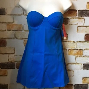 Spanx Swim Top Only Retro Dresskini Size 6 Electric Blue With Straps #2645 - NWT - Picture 1 of 4