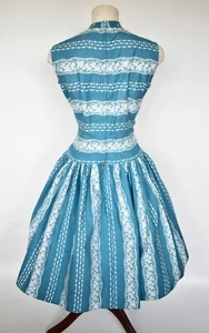 1950’s dress large Wedding fit n flare teal green blue full skirt summer revival - Picture 1 of 8