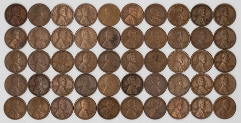 1925 S LINCOLN WHEAT CENT 1C AVERAGE CIRCULATED FULL ROLL 50 COINS Cover