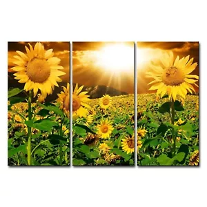 Sunflower Wall Art Canvas Print for Home Decor 3 Pieces Panel Paintings Moder... - Picture 1 of 8