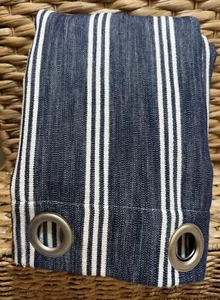Pottery Barn Kids Blake Yarn Dye Stripe Navy BLACKOUT Panel Grommet 44” X 96”" - Imagen 1 de 8