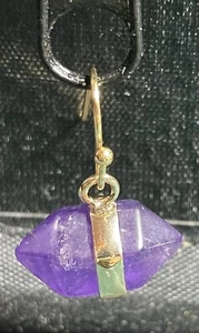 Double Terminated Pointed Stone Earrings - Amethyst, about 16.5x11x11mm - Picture 1 of 3
