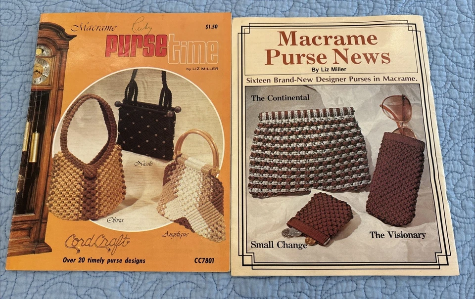 Macrame Purse Design Pattern Books Liz Miller Lot Of 2 - Image 1 of 4