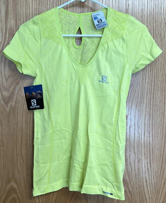 全新带标签 Salomon "ELEVATE SEAMLESS TEE" 女式中号短袖跑步衬衫 — 第 1/2 张图片