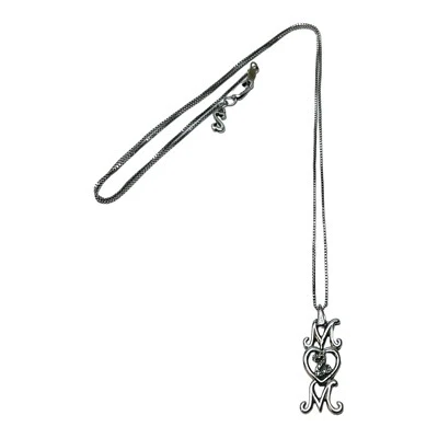 Colar linear mãe Jane Seymour prata esterlina 925 corações abertos diamante 20 pol - Imagem 1 de 4