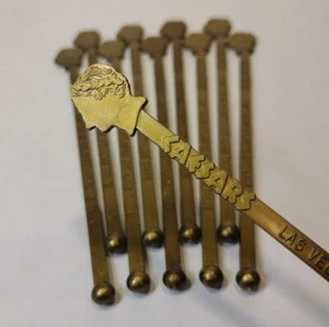 Vintage Caesers Swizzle Stir Stick Set of 10 Vegas Tahoe Atlantic City Gold - Picture 1 of 8