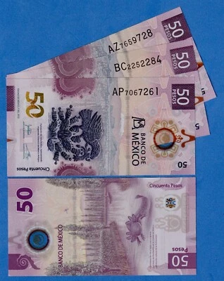 Mexico 50 Pesos 2022 (7th JUL " JONATHAN" ) P-W133 Circulated Polymer Note - Image 1 of 3