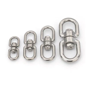 Double Swivel Eye Snap Chain Connector Ring Hook Circle Stainless Steel M4-M10 - Picture 1 of 7