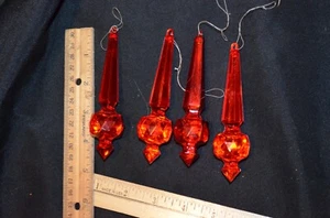 Lot of Vintage Red Jewel Ornaments Tear shaped 4.5 in - Picture 1 of 4