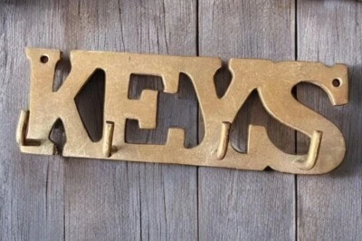 Винтажная латунная почтовая стойка настенный держатель для ключей крючок ключи золотистый тон - Изображение 1 из 4