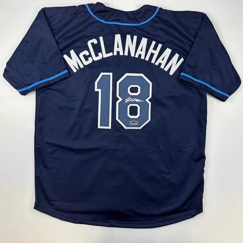 Facsimile Autographed Shane McClanahan Tampa Bay Blue Reprint Jersey Men's XL Cover