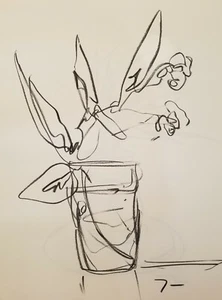 JOSE TRUJILLO Original Charcoal on Paper Sketch Drawing 18X24" MODERNIST Plant - Picture 1 of 8