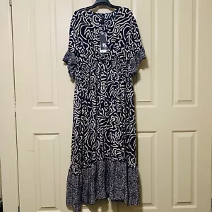 Taking Shape Parisian Blue Crinkle Maxi Dress Pockets Womens Plus Size 18 $179 - Picture 1 of 17