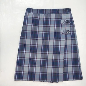 Girls R/K Blue Plaid Kilt Box Pleat Uniform Skort Reg. &plus Sizes 10 - 10 1/2 - Picture 1 of 7