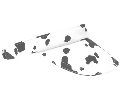 "D.C. Spots" - Black & White Cow Print SUN Golf Visor - Allover B&W Animal Skin - Image 1 of 4