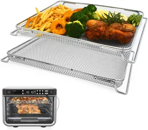 2PCS Stainless Steel Baking Trays for Air Fryer Oven, Mesh Dehydrating Baskets - Picture 1 of 12