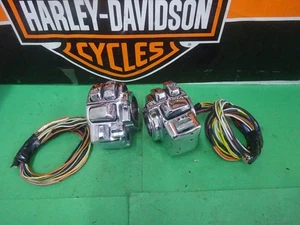 HARLEY DAVIDSON BAGGER'S USED CHROME LEFT & RIGHT H/B/SWITCH Housing W/WIRES - Picture 1 of 18