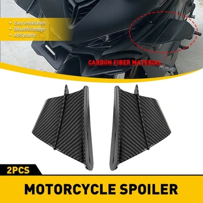 Motorcycle Body Side Winglets Air Deflector Wing Kit Spoiler Gloss Carbon Fiber Foto 1 de 4