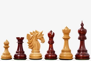 The Sher-E-Punjab Series Chess Pieces in Bud Rosewood / Boxwood - 4.6" King - Picture 1 of 9