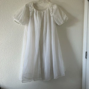 VTG Warners 2 piece Sleep Slip Dress Set Women’s Small Ivory Coquette babydoll - Picture 1 of 21