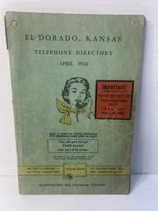 1958 SOUTHWESTERN BELL EL DORADO, KANSAS TELEPHONE DIRECTORY - Picture 1 of 6