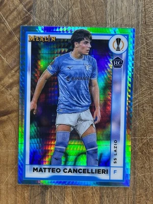 2022-23 Topps Merlin UEFA #132 Matteo Cancellieri Aqua Refractor Rookie RC Lazio - Image 1 of 2