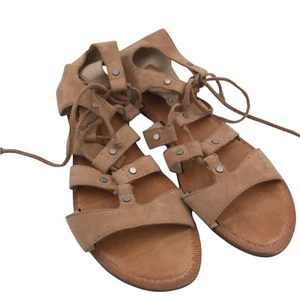 Dolce Vita Women Open Toe Sandals Jasmyn Flat Light Saddle Suede Brown Size 11 - Picture 1 of 7