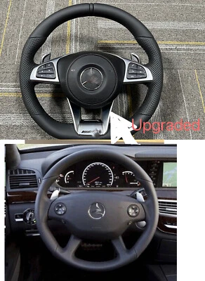 Volante de cuero completo Ugrade para Mercedes-Benz AMG W204 CLS C300 G63 SLS Foto 1 de 4