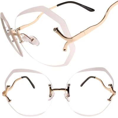 Классические винтажные большие преувеличенные ретро золотая оправа женские прозрачные линзы очки - Изображение 1 из 4