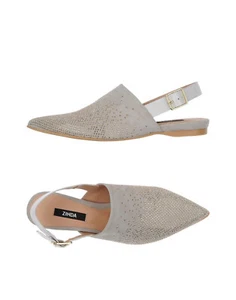 NEW ZINDA genuine grey suede slingback shoe flats gold embellished pointy 38 7.5 - Picture 1 of 1