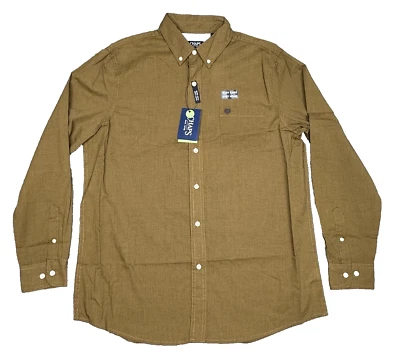 Camisa Chaps Para Hombres Grande Azteca Dorada Pata de Gallo Abotonada Fácil Cuidado Informal NUEVA Foto 1 de 4