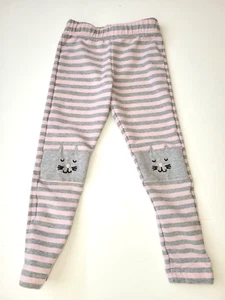 Hanna Andersson Cozy Cat Leggings size 110 (5) pink stripe - Picture 1 of 3