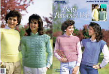 Knitting Pattern Leaflet Pretty Patterned Vests 1987 VTG 4 Knitted Vest S M L