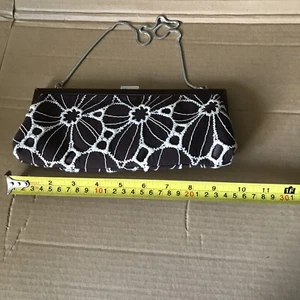 Ladies Coast Clutch Bag Brown with Cream embroidered flowers - Picture 1 of 5