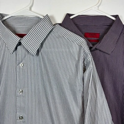 2- Alfani Fitted Performance Dress Shirts Striped Easy Care Sz XL 17 36/37 - Image 1 of 4