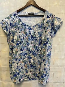 Blusa Lane Bryant para mujer 26/28 azul floral algodón babydoll cuello redondo - Imagen 1 de 10