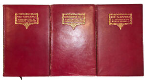 LOT OF 3 BOOKS by WASHINGTON IRVING, 1903-08, CALDECOTT, J PENNELL, RED LEATHER