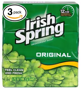 (PACK of 3 BARS) Irish Spring ORIGINAL SCENT Bar Soap for Men& Women. 12-HOUR OD - Picture 1 of 12