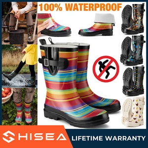 HISEA Women Rubber Rain Boots Waterproof Garden Farm Camping Chores Work Wellies - Picture 1 of 66