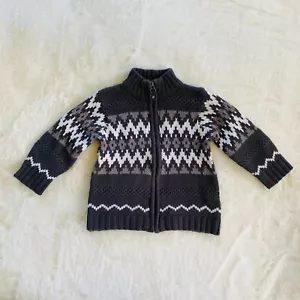 The Children's Place Boy’s Zip-Up Sweater, Size 24 months, Gray Patterned - Picture 1 of 7